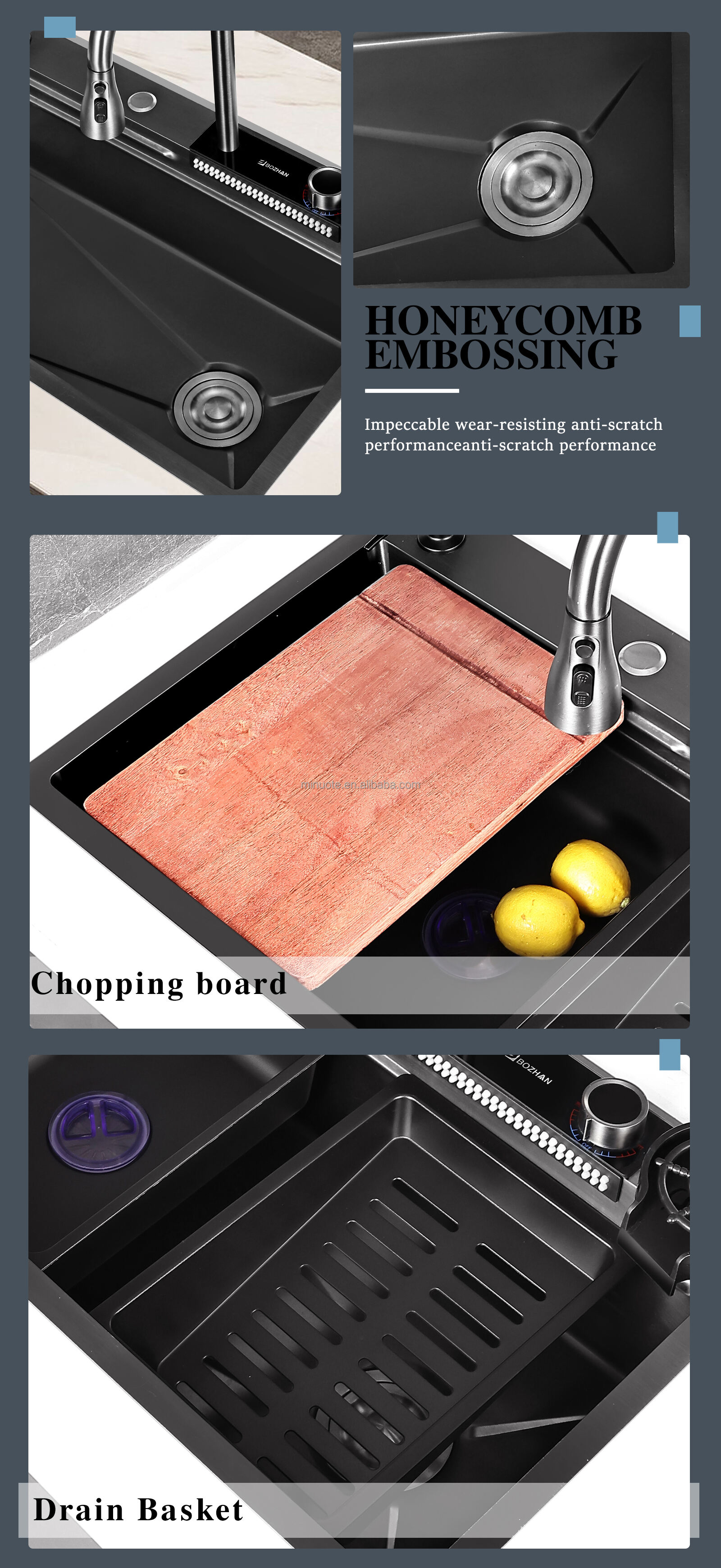 Multi Function Kitchen Sink Kitchen Sink Drain Basket Single Bowl Stainless Steel Kitchen Sink Without Faucet manufacture