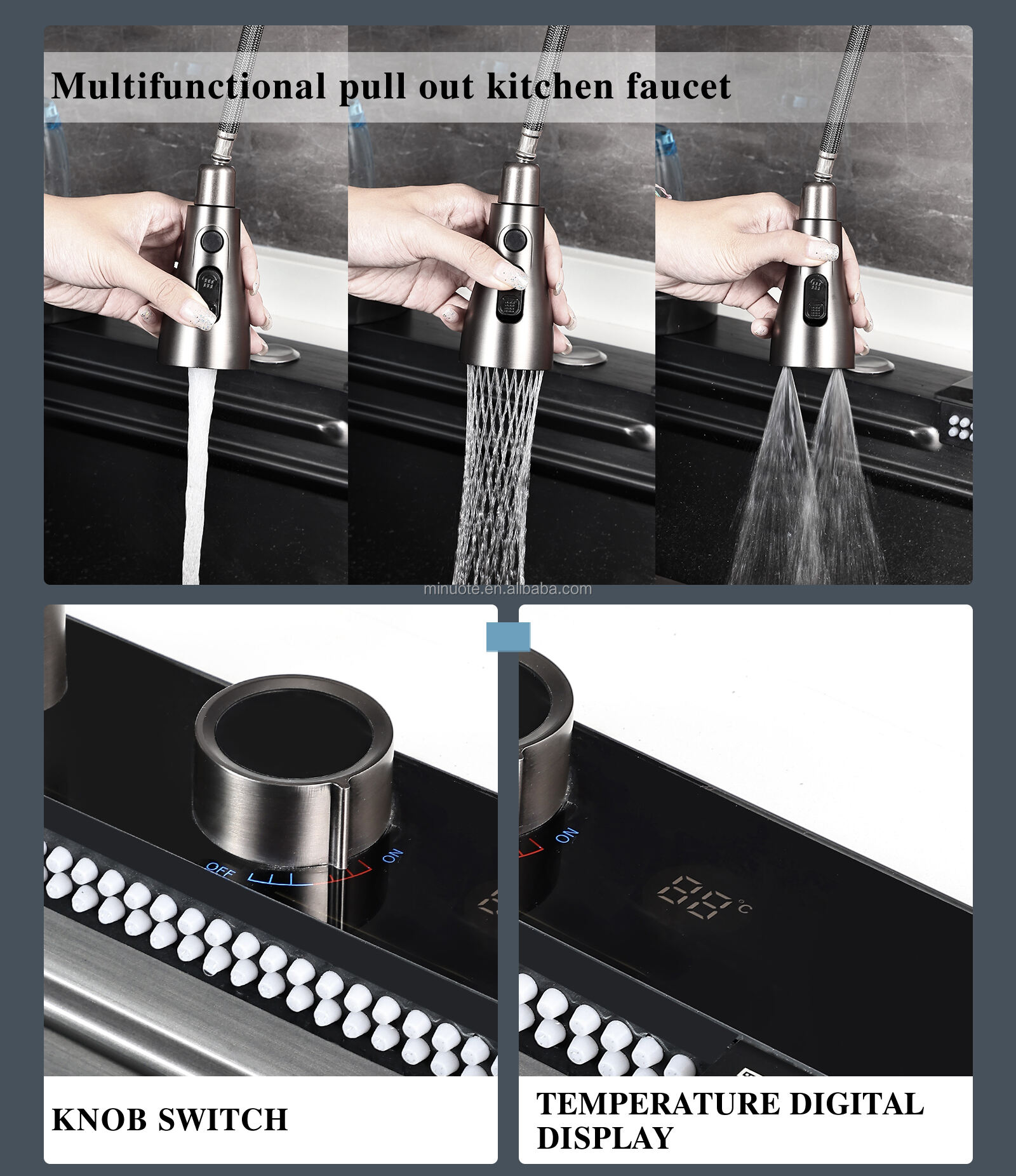 Pull-Out Kitchen Faucet Sink Waterfall S.S. Flying Rain Faucet and Kitchen Sink supplier