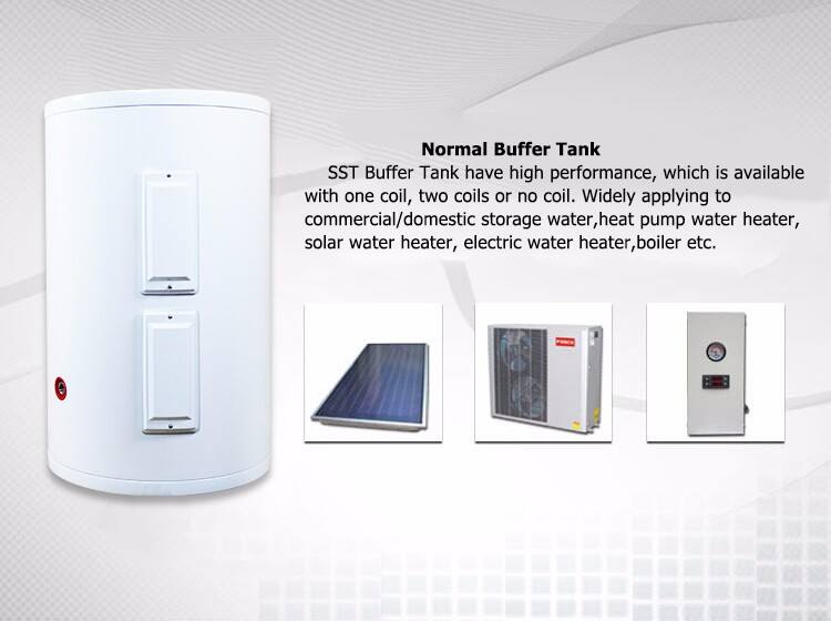SST 300l buffer tank, CE 304/316/ stainless steel duplex hot water storage buffer tank supplier
