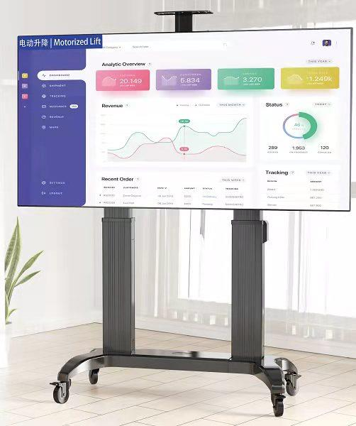 Interactive display lift mount stand TV carts