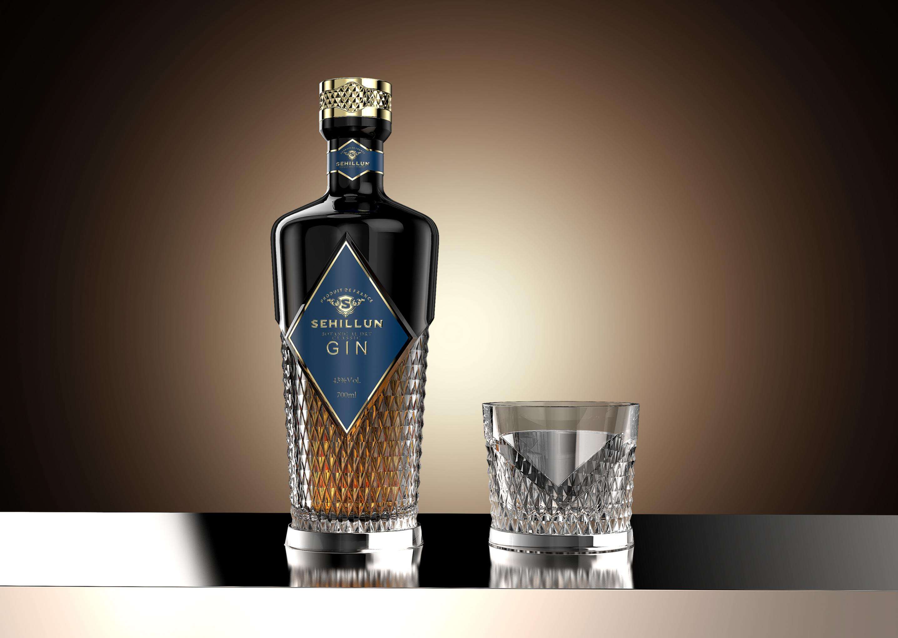 product wholesale clear bottle gin liquor bottles with color and fancy logo custom box-5