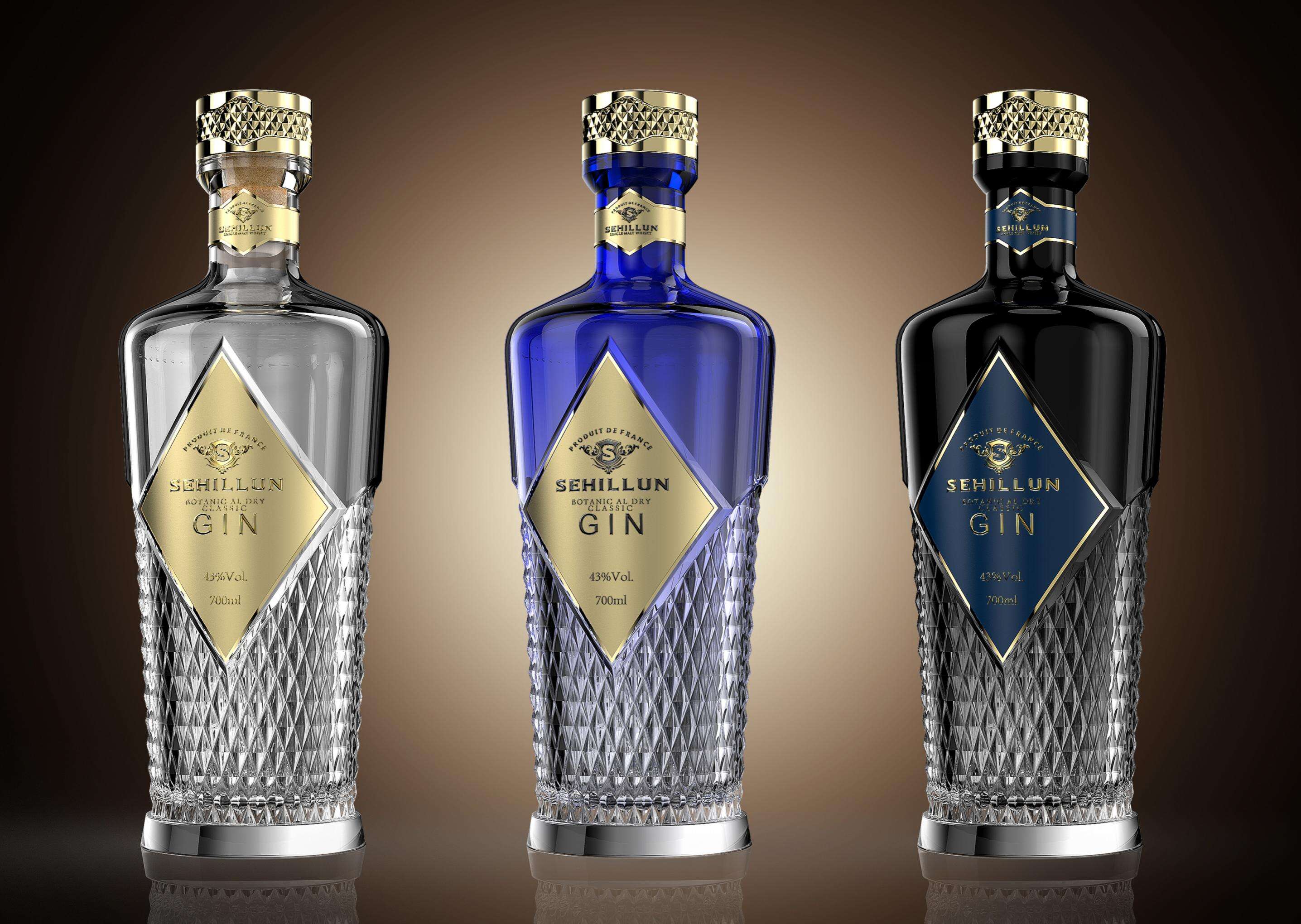 product wholesale clear bottle gin liquor bottles with color and fancy logo custom box-8