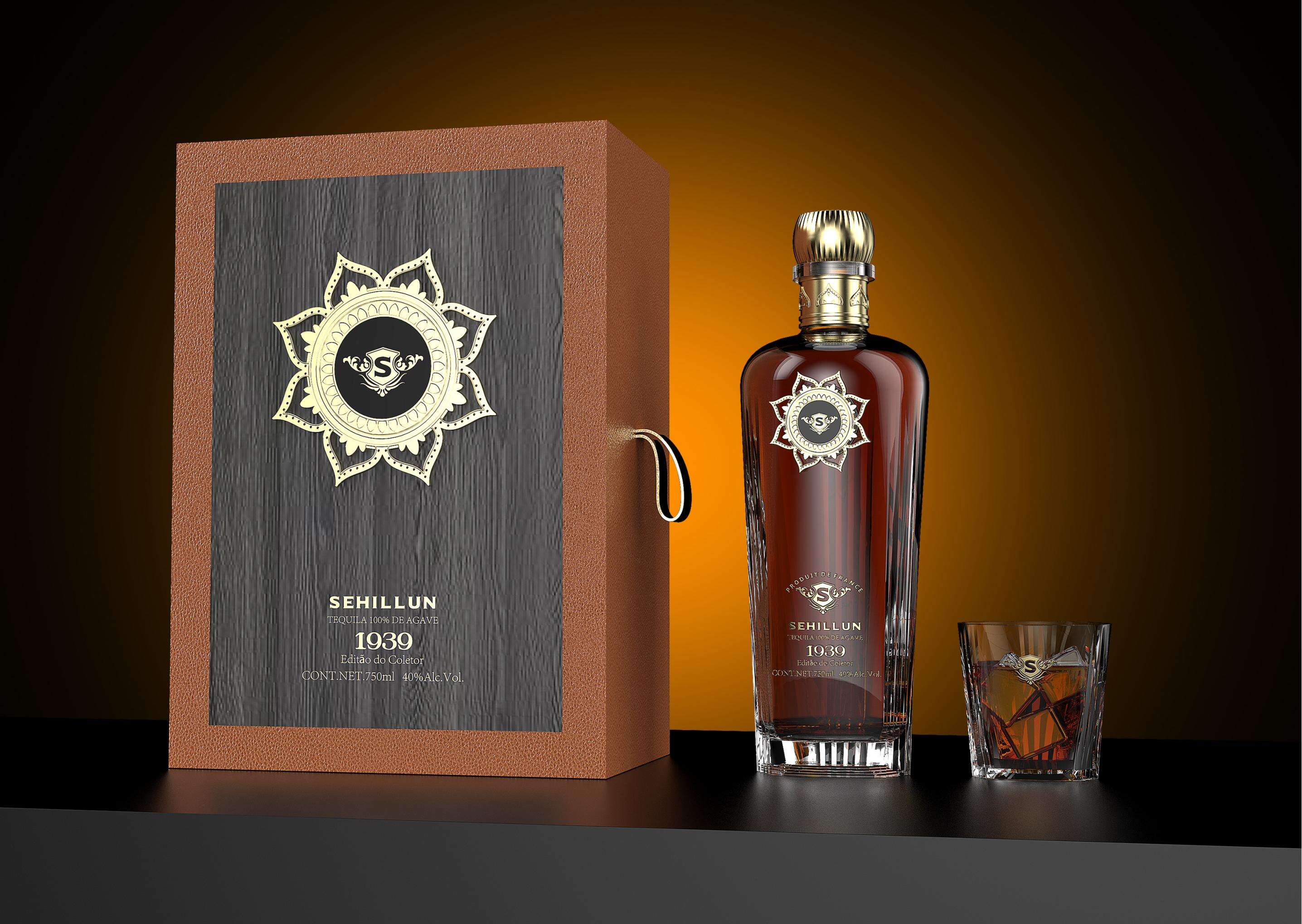 product 750 ml glass liquor bottles with an original bespoke logo made of premium tequila and packaged in a handmade box671-8