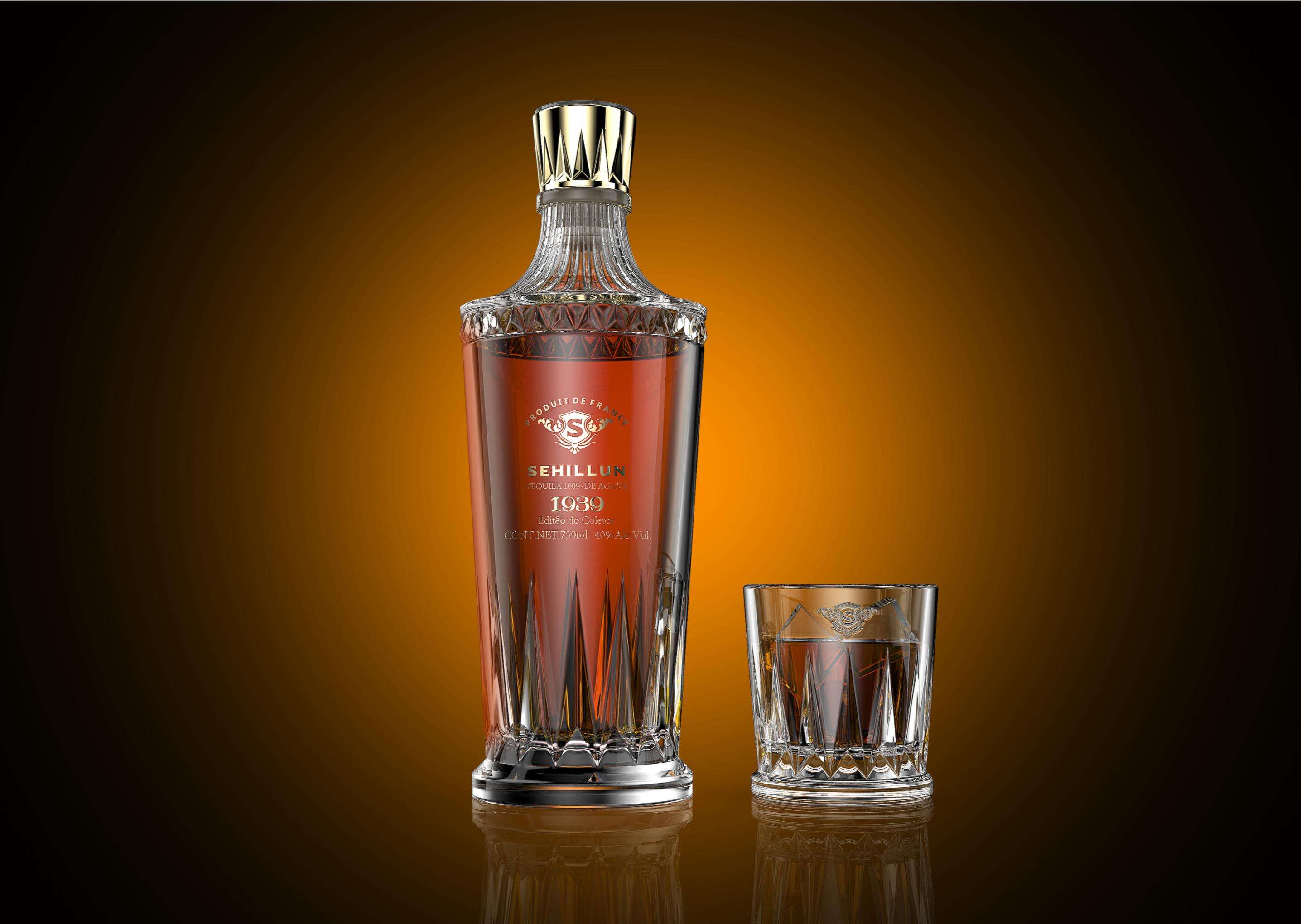 product 750 ml glass liquor bottles filled with fine tequila handcrafted in a box and with an original custom logo-3