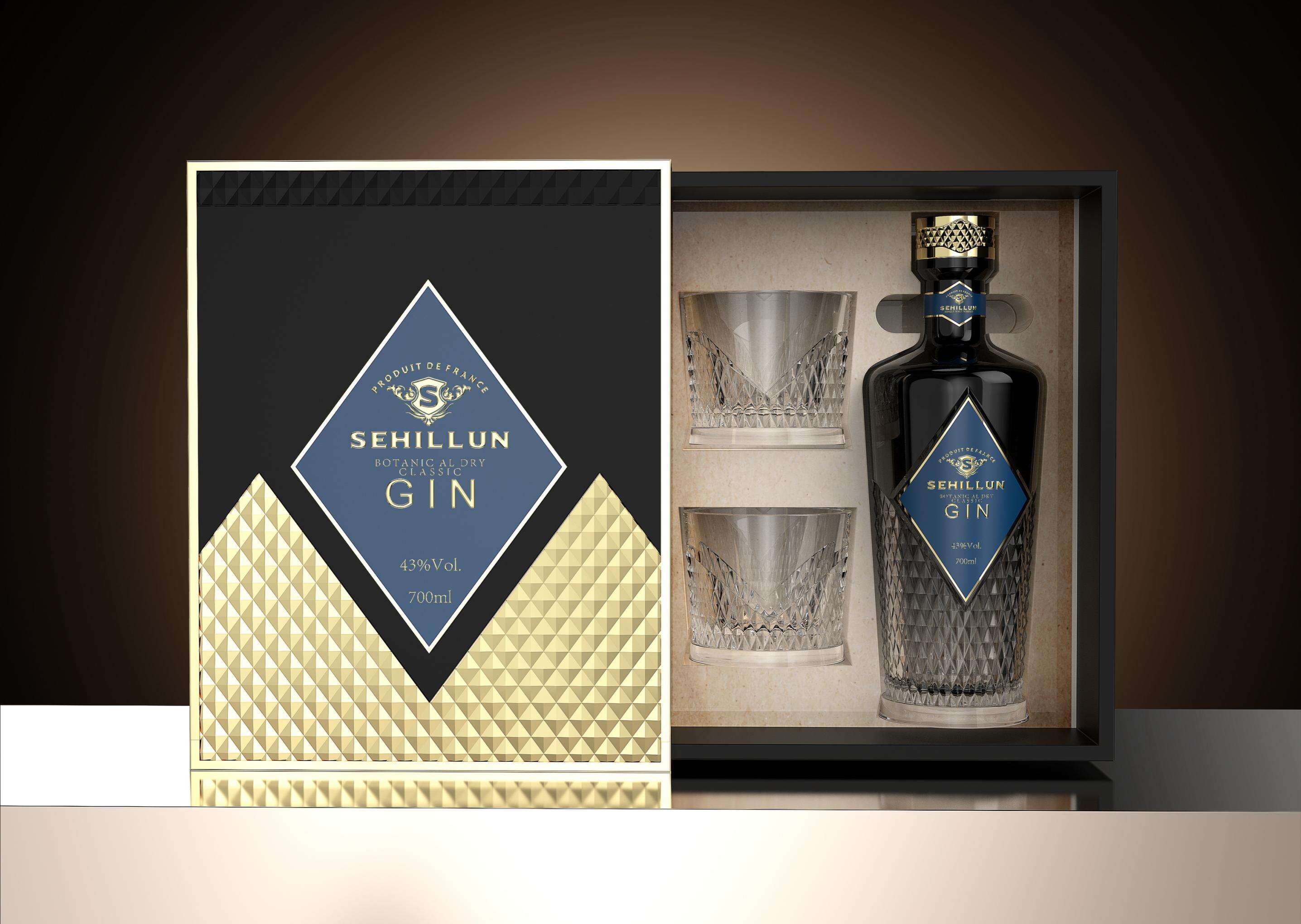 product wholesale clear bottle gin liquor bottles with color and fancy logo custom box-7