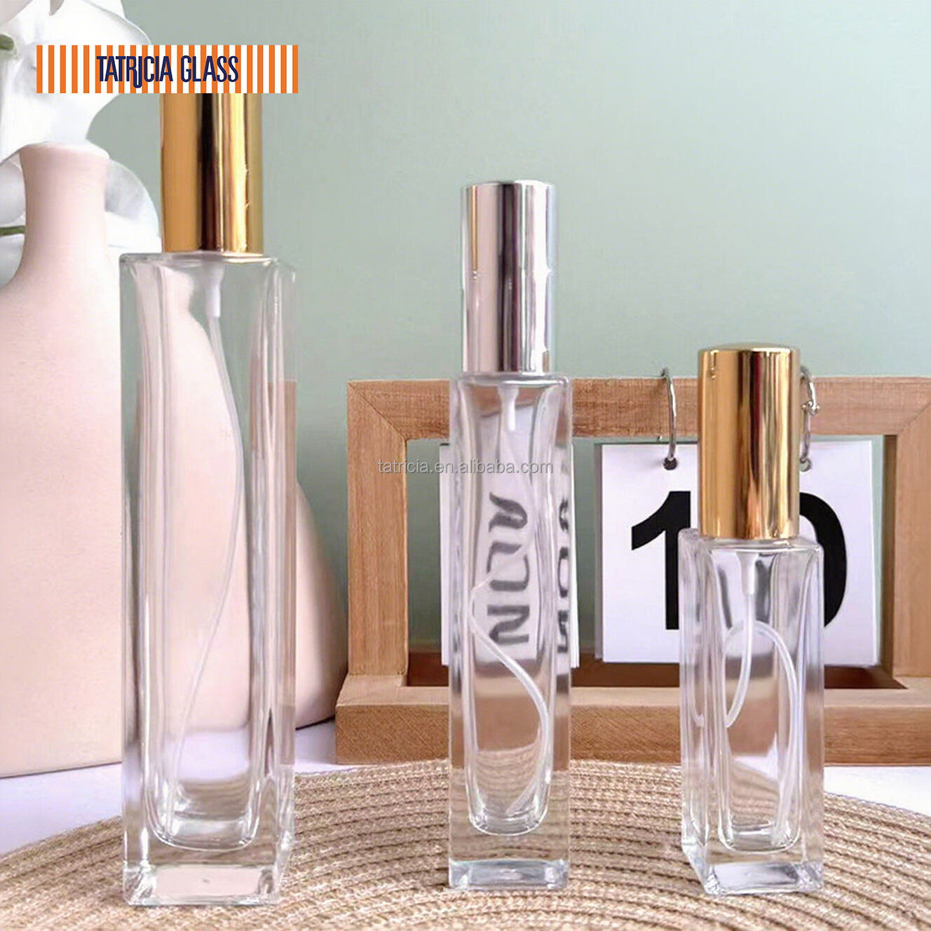 product oem custom miniature glass perfume bottles luxury square empty  refillable with screen printing b2b wholesale supplier283-2