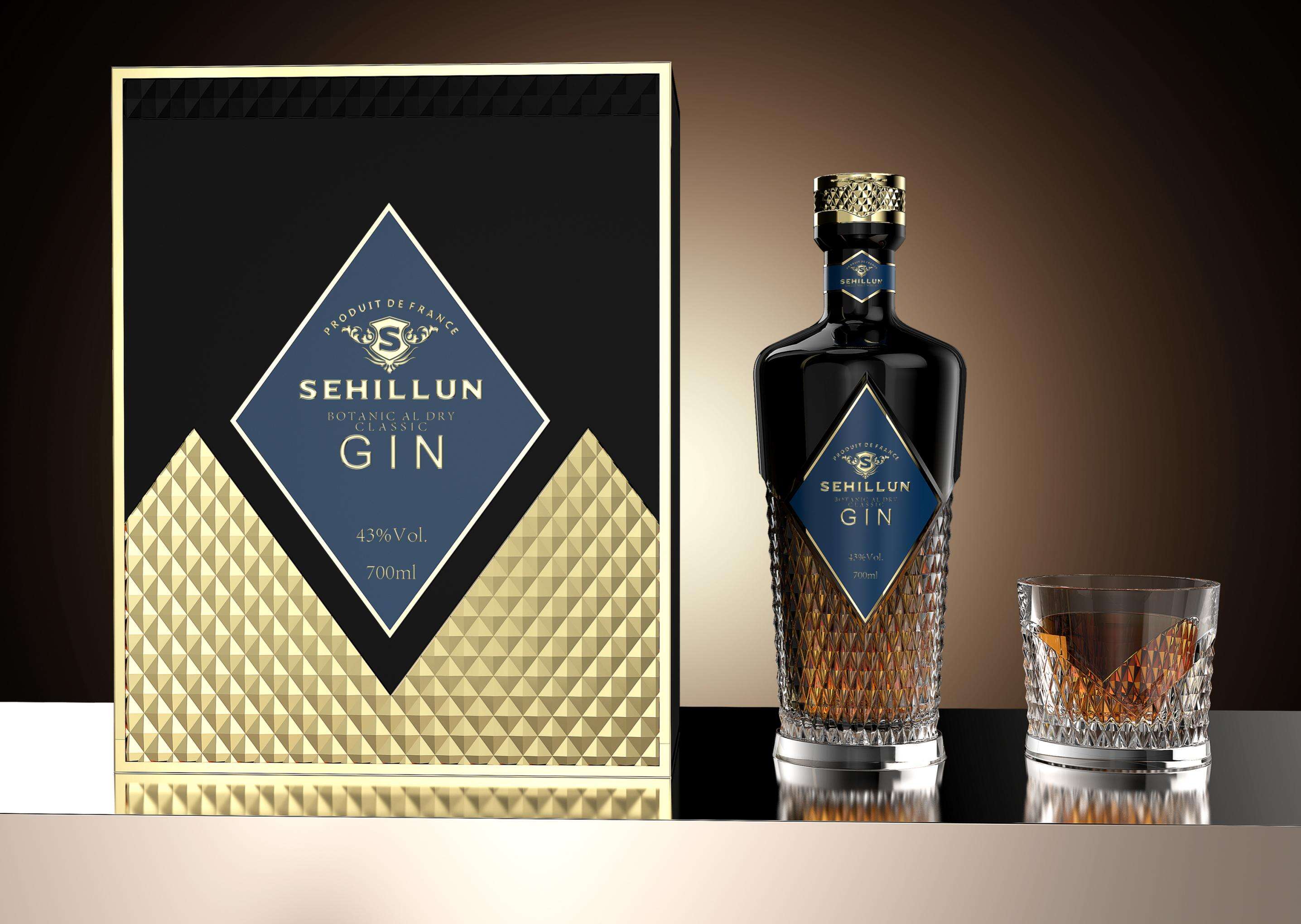 product wholesale clear bottle gin liquor bottles with color and fancy logo custom box-6