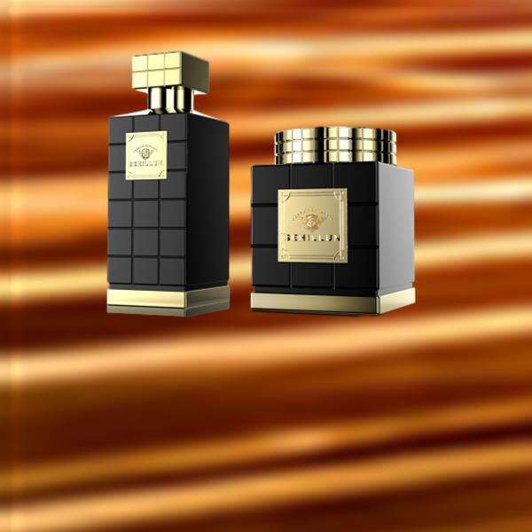 Elegant fragrance housed in a sleek, dark blue vessel
