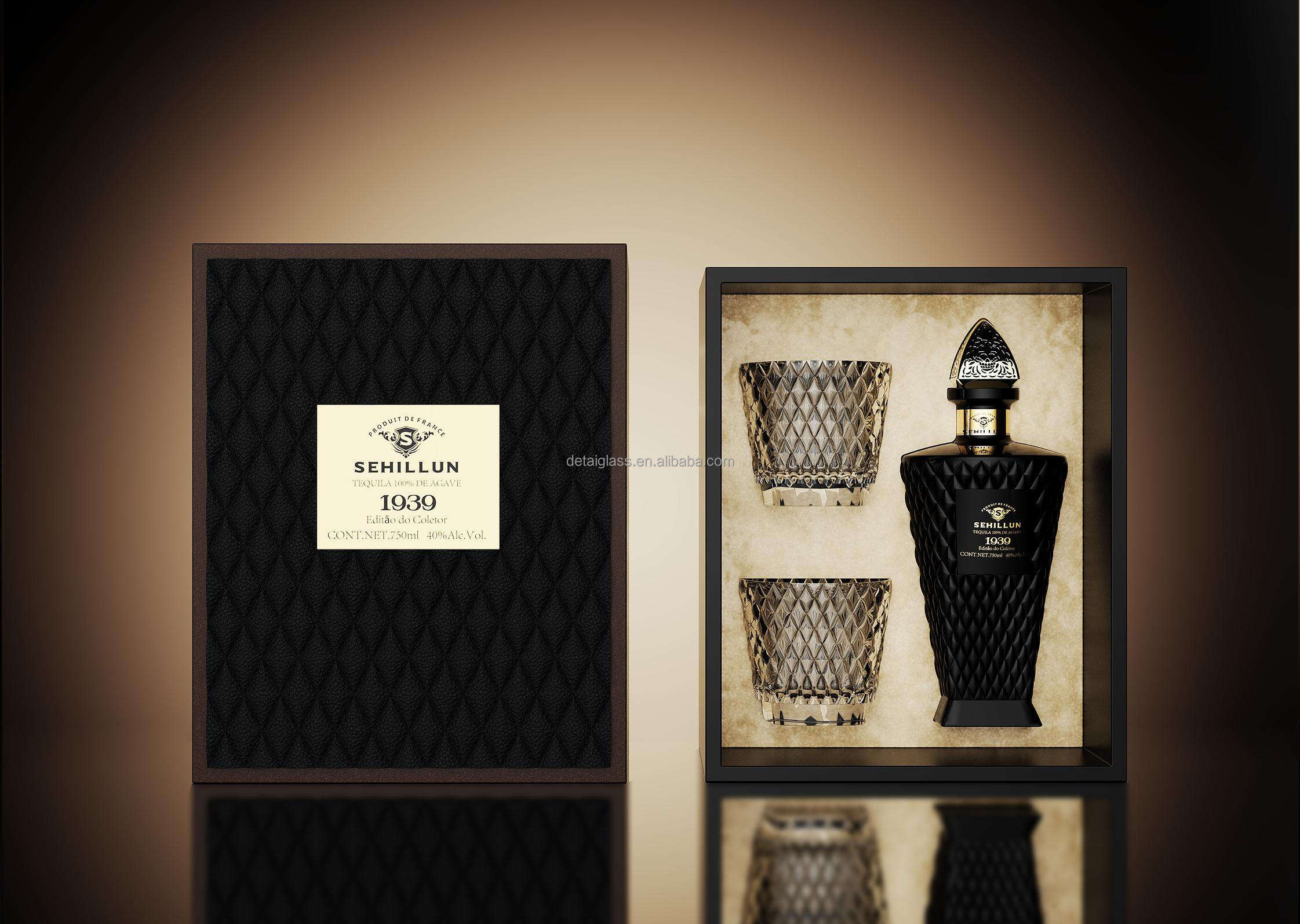 product wholesale luxury design custom engraved cork  500ml 750ml 15l spirit rum gin vodka whiskey tequila bottle cup981-7