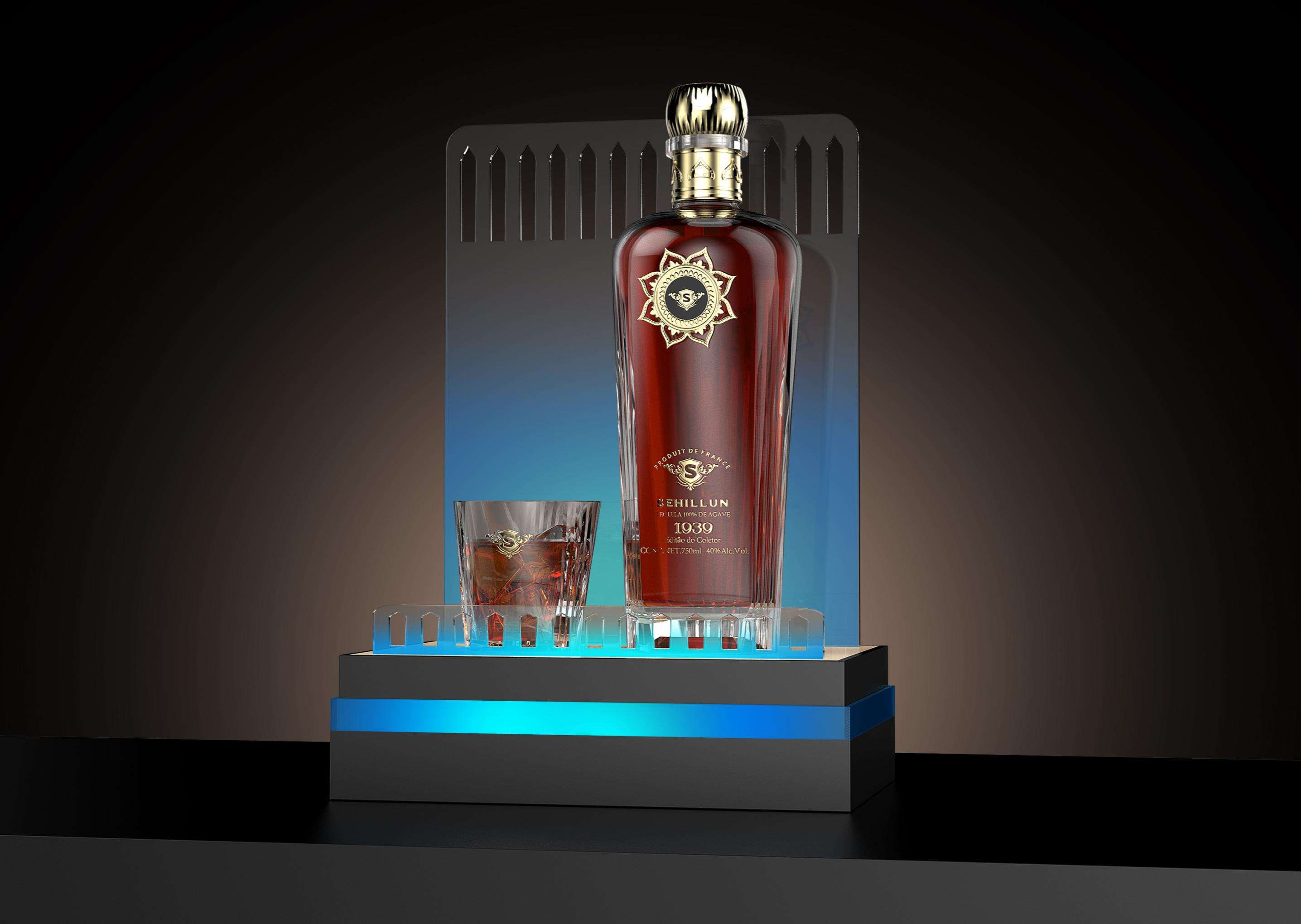 product 750 ml glass liquor bottles with an original bespoke logo made of premium tequila and packaged in a handmade box671-10