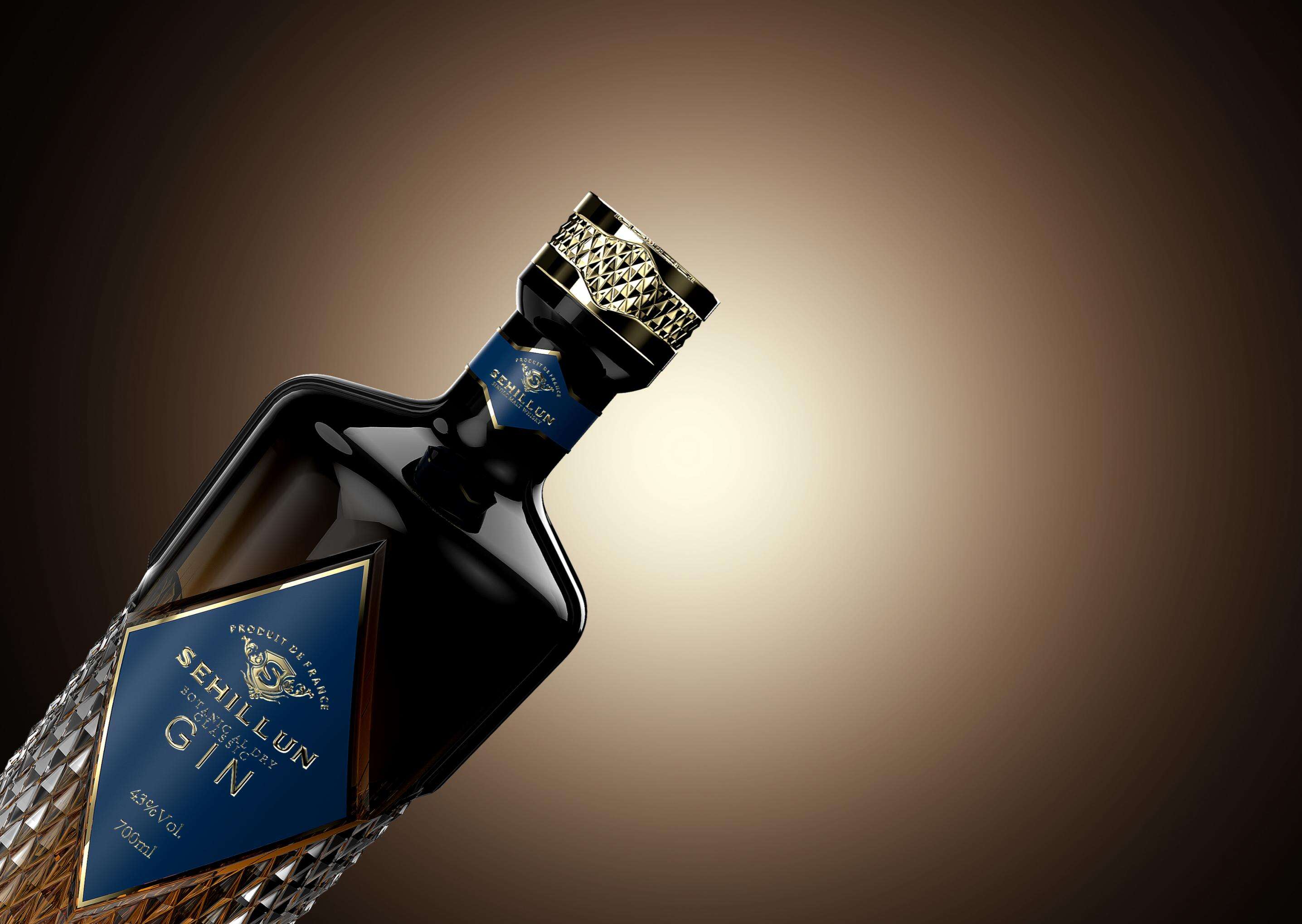 product wholesale clear bottle gin liquor bottles with color and fancy logo custom box-4