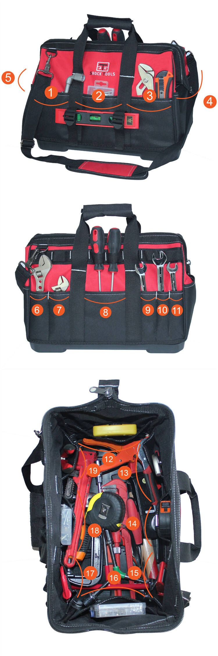 16 inch Wholesale Customized Multipurpose Heavy Duty Polyester 16 Inch Professional Tool Bag For Tools factory