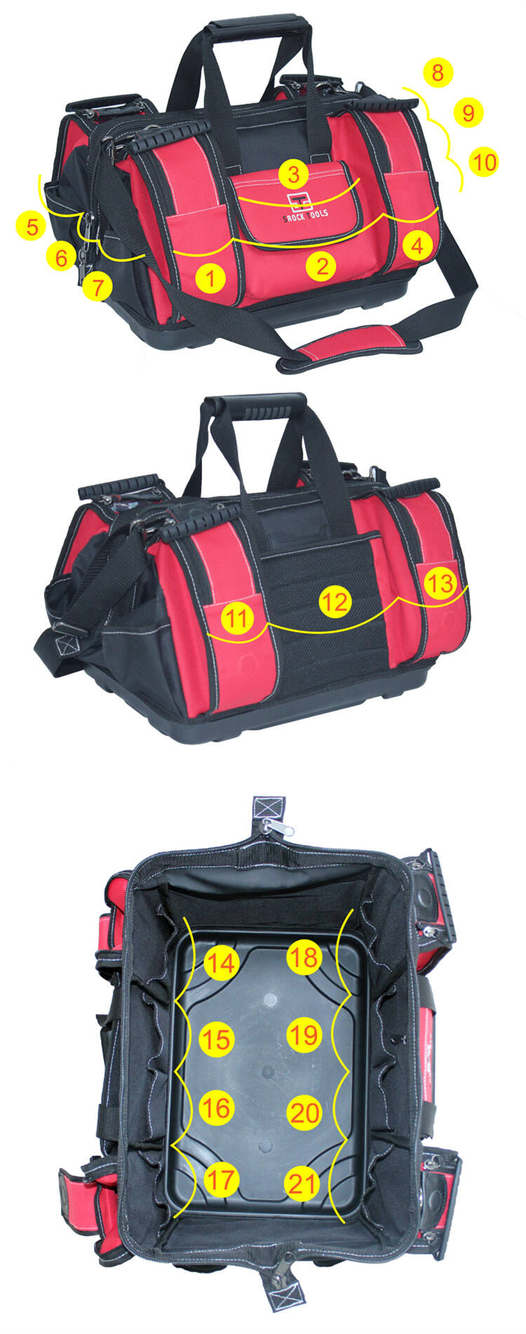 Hard bottom Polyester Large Space Mouth Tools Bag supplier