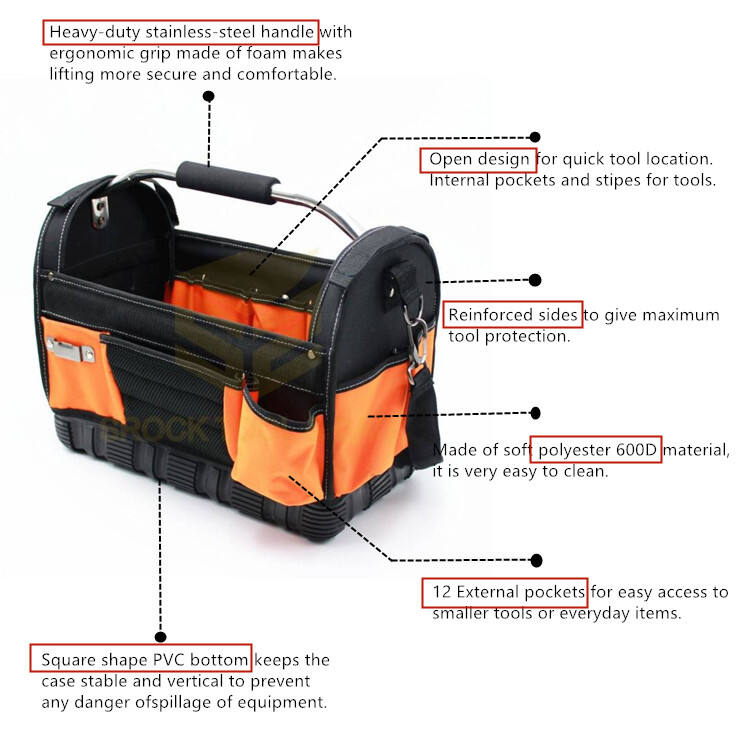 Professional craftsman waterproof  toolbag plumber tool bag with handle hard base details