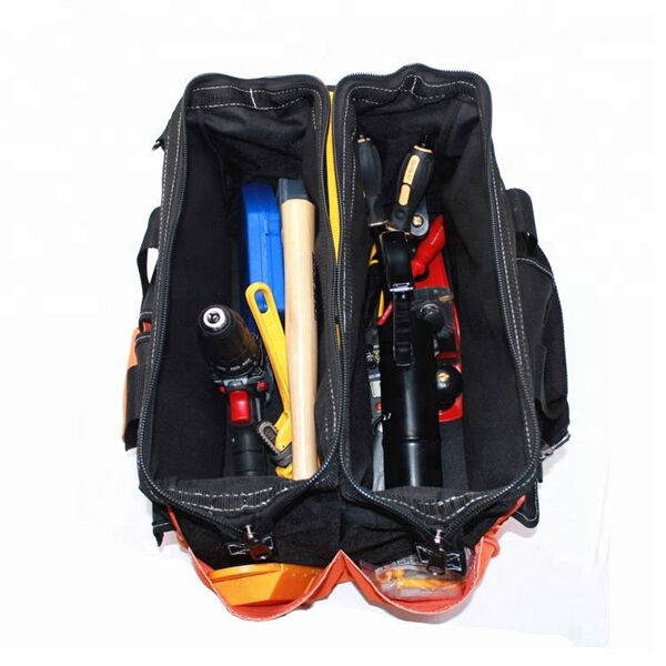 Easily navigate job sites with a portable and practical electrician tool tote.