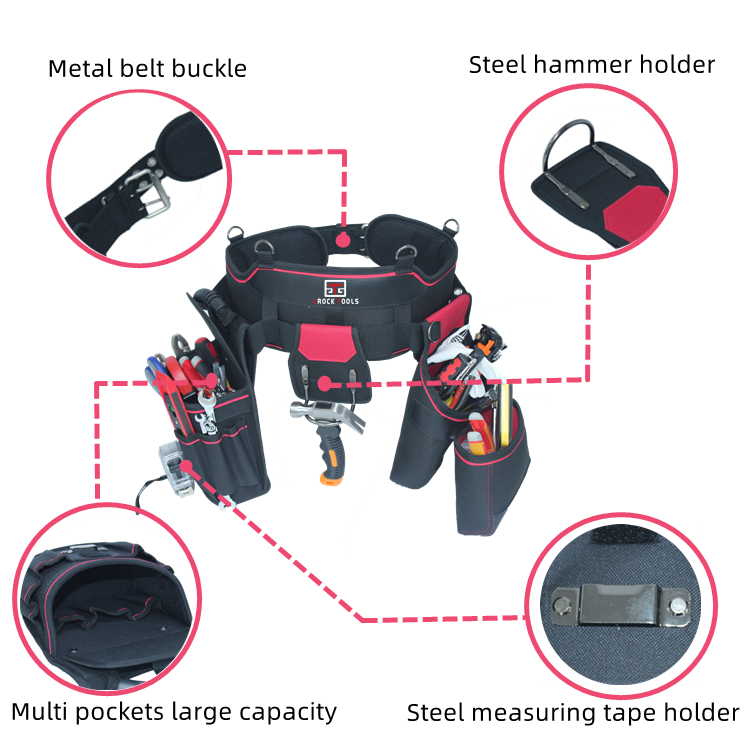 Newest product Multifunctional heavy duty customized detachable high altitude operation belt tool bag with suspender supplier