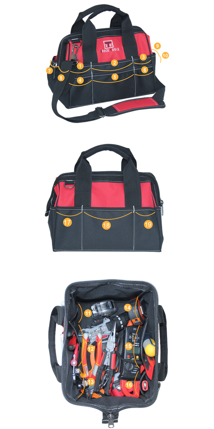 12 inch Portable electrical tool kit bag network repair tool bag for electrician repairman briefcase manufacture