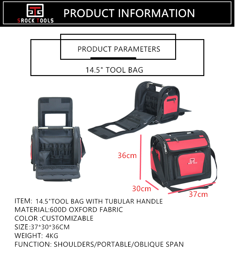 Electrical Hand Tool Kit Bag Set OEM Size Heavy Duty Fully Expanded Tool bag with Steel Tube Handle supplier