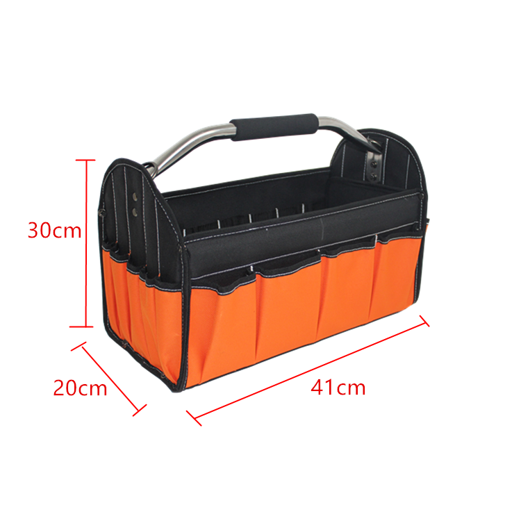 Foldable 16Inch Open-Top Tote Tool Bag With Steel Handle And Sponge Grip manufacture