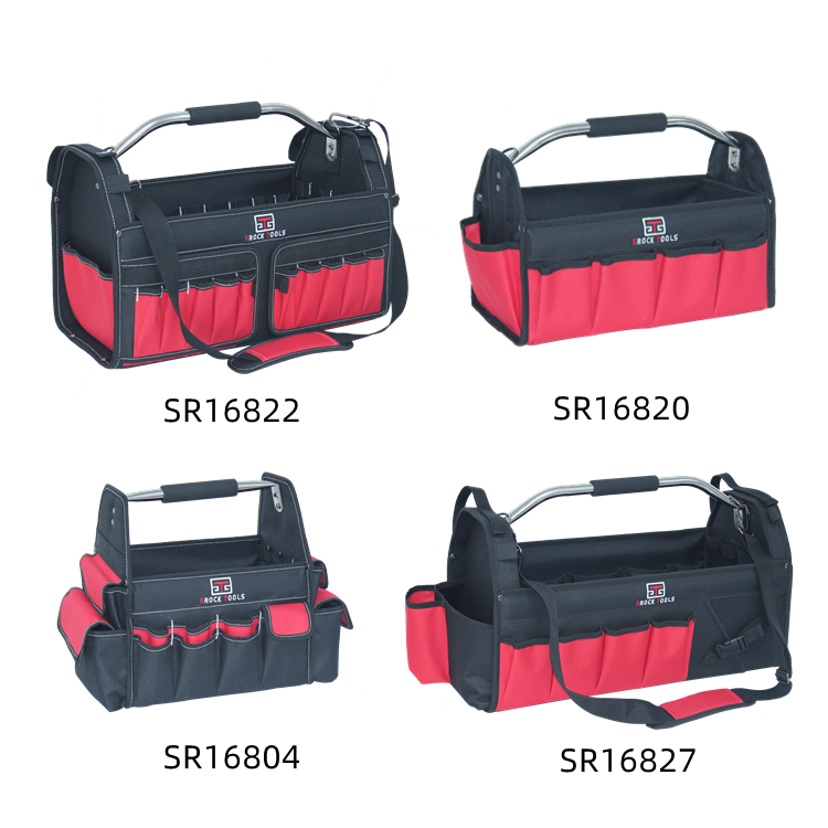 Foldable 16Inch Open-Top Tote Tool Bag With Steel Handle And Sponge Grip factory