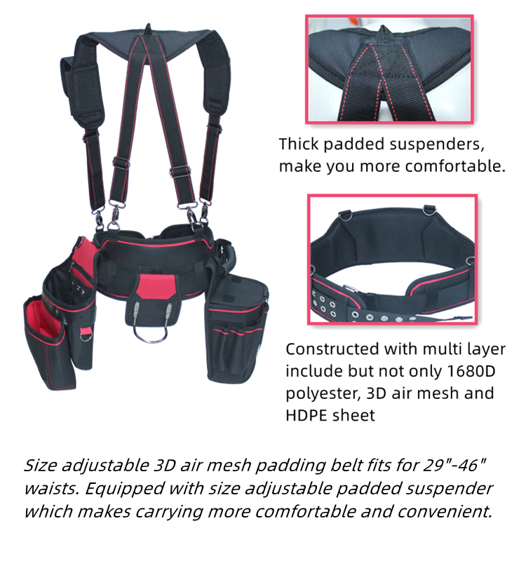 Newest product Multifunctional heavy duty customized detachable high altitude operation belt tool bag with suspender supplier