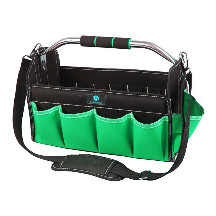 Foldable 16Inch Open-Top Tote Tool Bag With Steel Handle And Sponge Grip manufacture