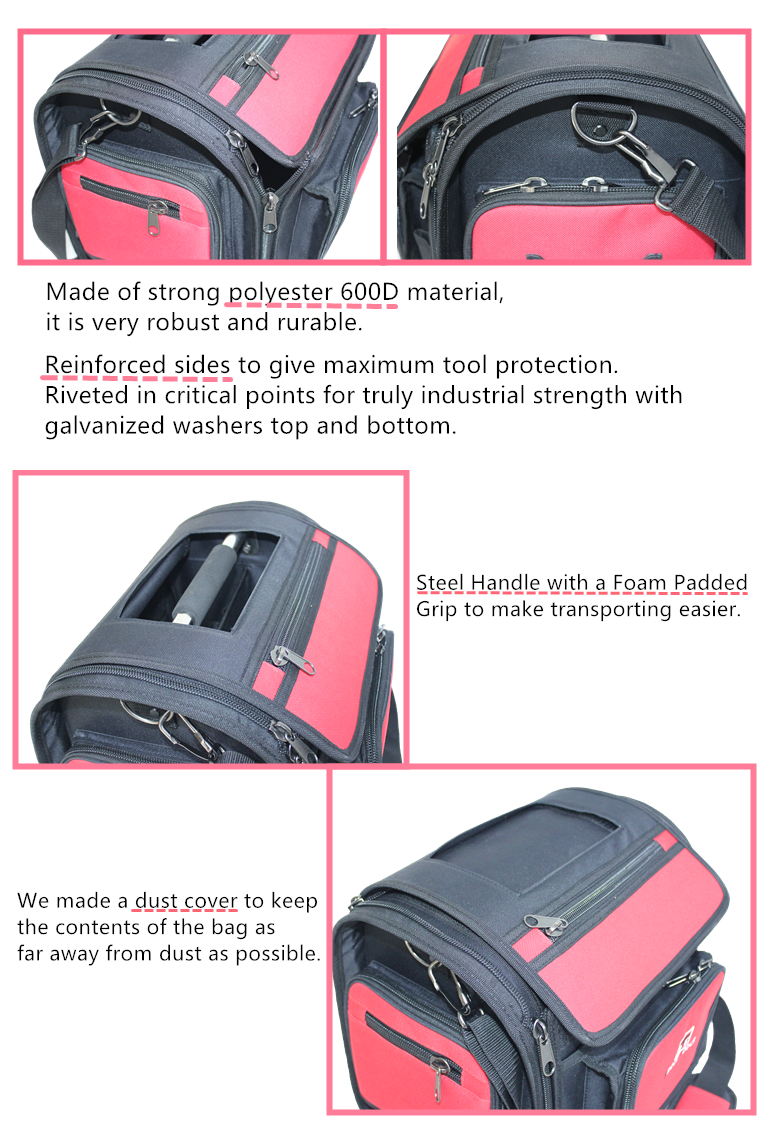 Electrical Hand Tool Kit Bag Set OEM Size Heavy Duty Fully Expanded Tool bag with Steel Tube Handle factory