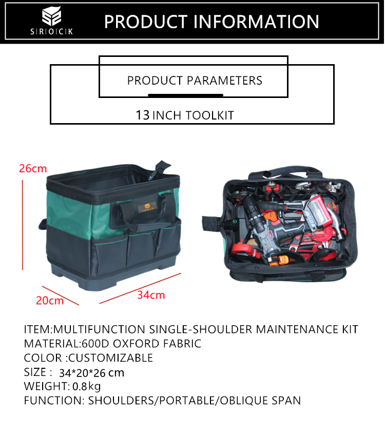 14 inch Goodwork Waterproof Cheap Tool Tote Bag small Tool Bag with Shoulder Strap and hard base manufacture