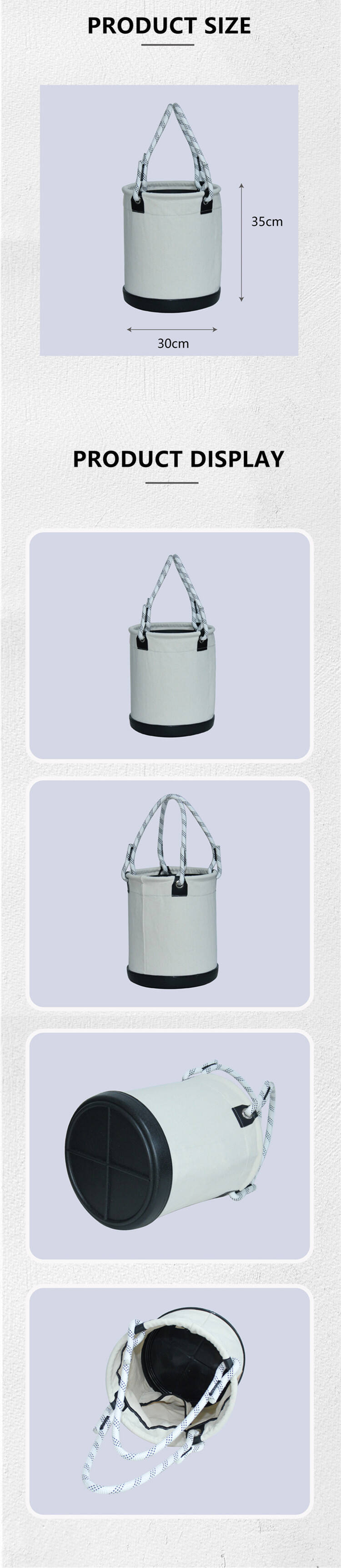 Canvas Garden Tools Bucket Bag With Plastic Bottom Work Bucket Is Load Rated Up To 60kgs manufacture
