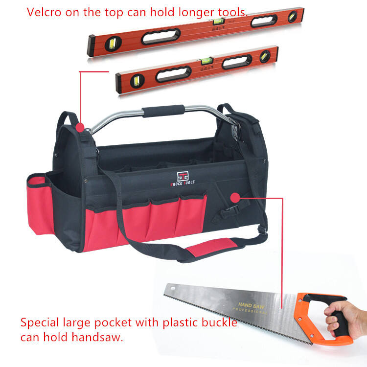 22 inch Rigid Frame Open-Top Portable Tote Tool Bag With Steel Handle And Sponge Grip manufacture