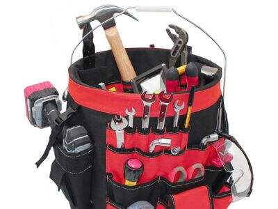 Bolsas de herramientas para cubo con múltiples compartimentos para una organización eficiente de herramientas