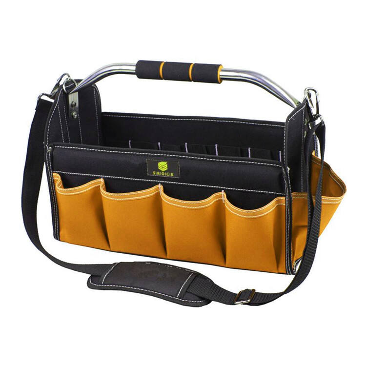 Foldable 16Inch Open-Top Tote Tool Bag With Steel Handle And Sponge Grip factory