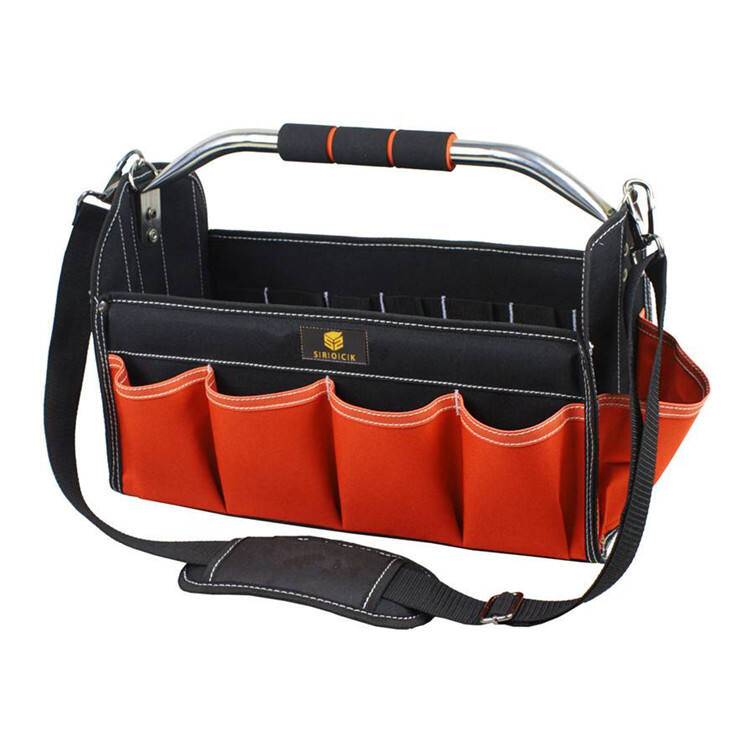 Foldable 16Inch Open-Top Tote Tool Bag With Steel Handle And Sponge Grip manufacture