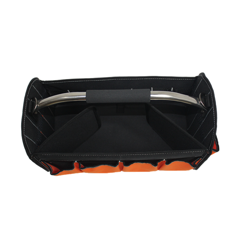 Foldable 16Inch Open-Top Tote Tool Bag With Steel Handle And Sponge Grip factory