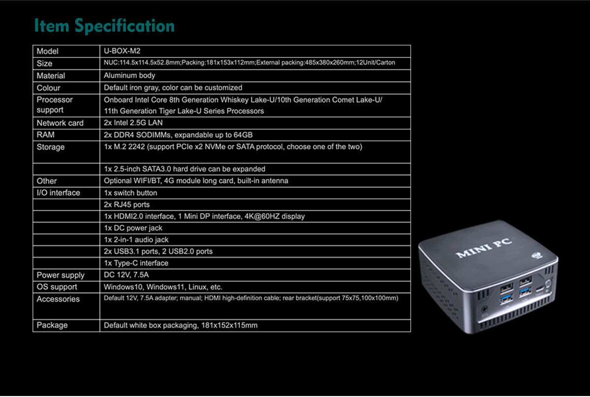 11th Intel Tiger Lake-U Core I3 I5 I7  Dual Lan NUC Mini PC factory