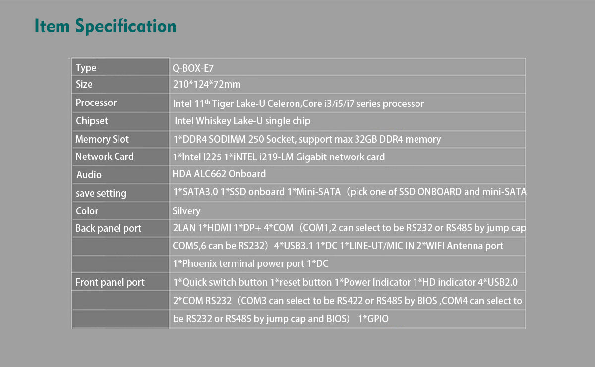 6*COM 2*LAN 8*USB Embedded Industrial Mini PC with 8th/10th/11th Celeron Core i3/i5/i7 supplier