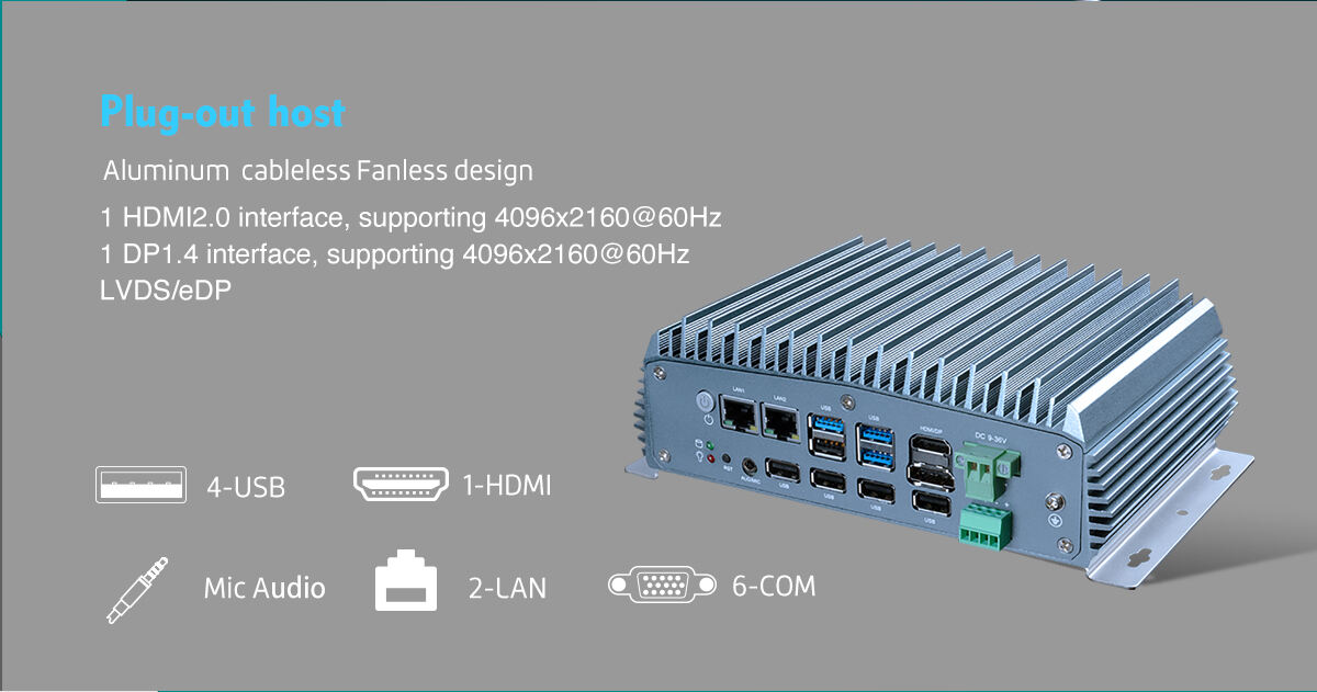 Intel Elkhart Lake J6412 & J6413 Embedded Industrial Mini PC 2LAN 6*COM Fanless Aluminum Computer Case manufacture