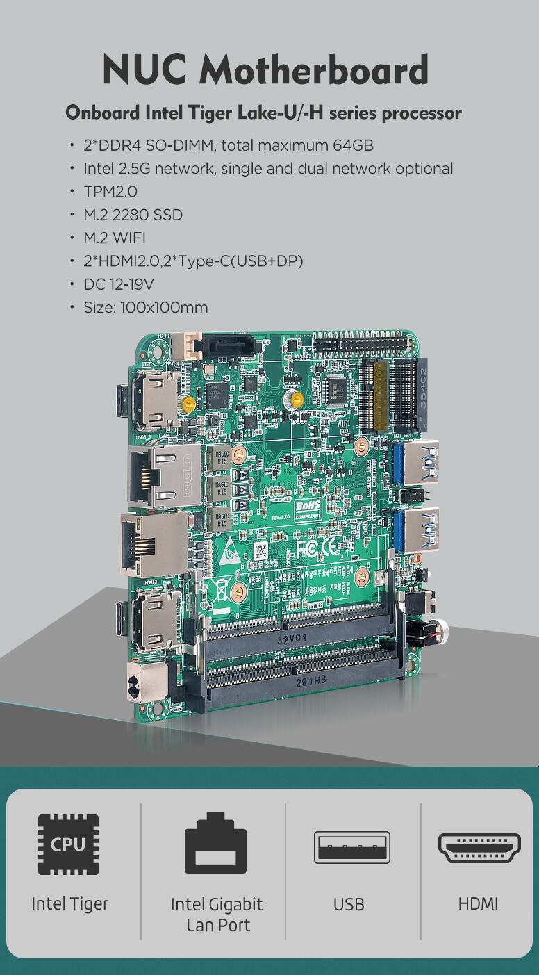  Intel 11th Gen Tiger Lake-U/-H Desktop Mini PC Core I3 I5 I7 NUC Motherboard factory