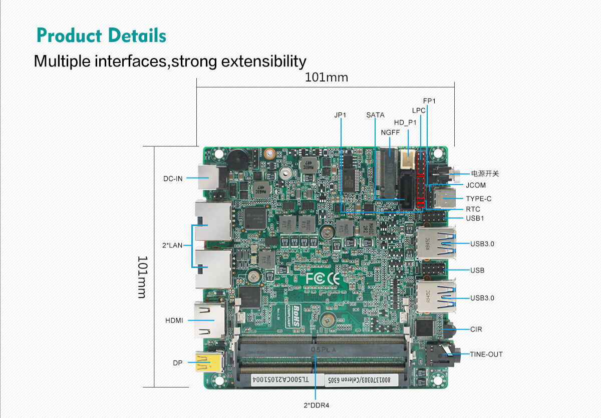 Intel 11th Tiger Lake-U 2*DDR4 2 2.5G Lan NUC Motherboard for Nuc Mini PC factory