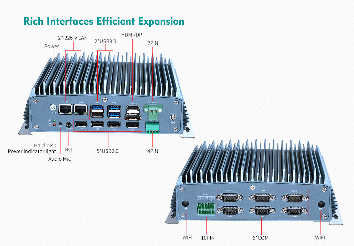 Intel Elkhart Lake J6412 & J6413 Embedded Industrial Mini PC 2LAN 6*COM Fanless Aluminum Computer Case manufacture