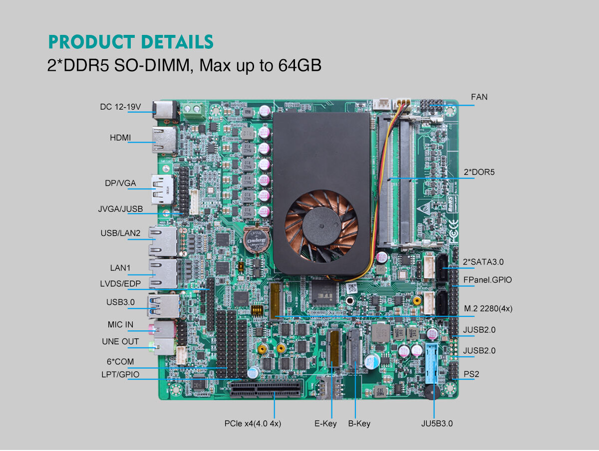 Intel 12th/13th Gen Industrial Mini-Itx Motherboard 2 LAN 6*COM Core I3 I5 I7 Tpm2.0 WiFi HD-Mi Dp/VGA Lvds/Edp X86 Mini PC Mainboard for POS manufacture