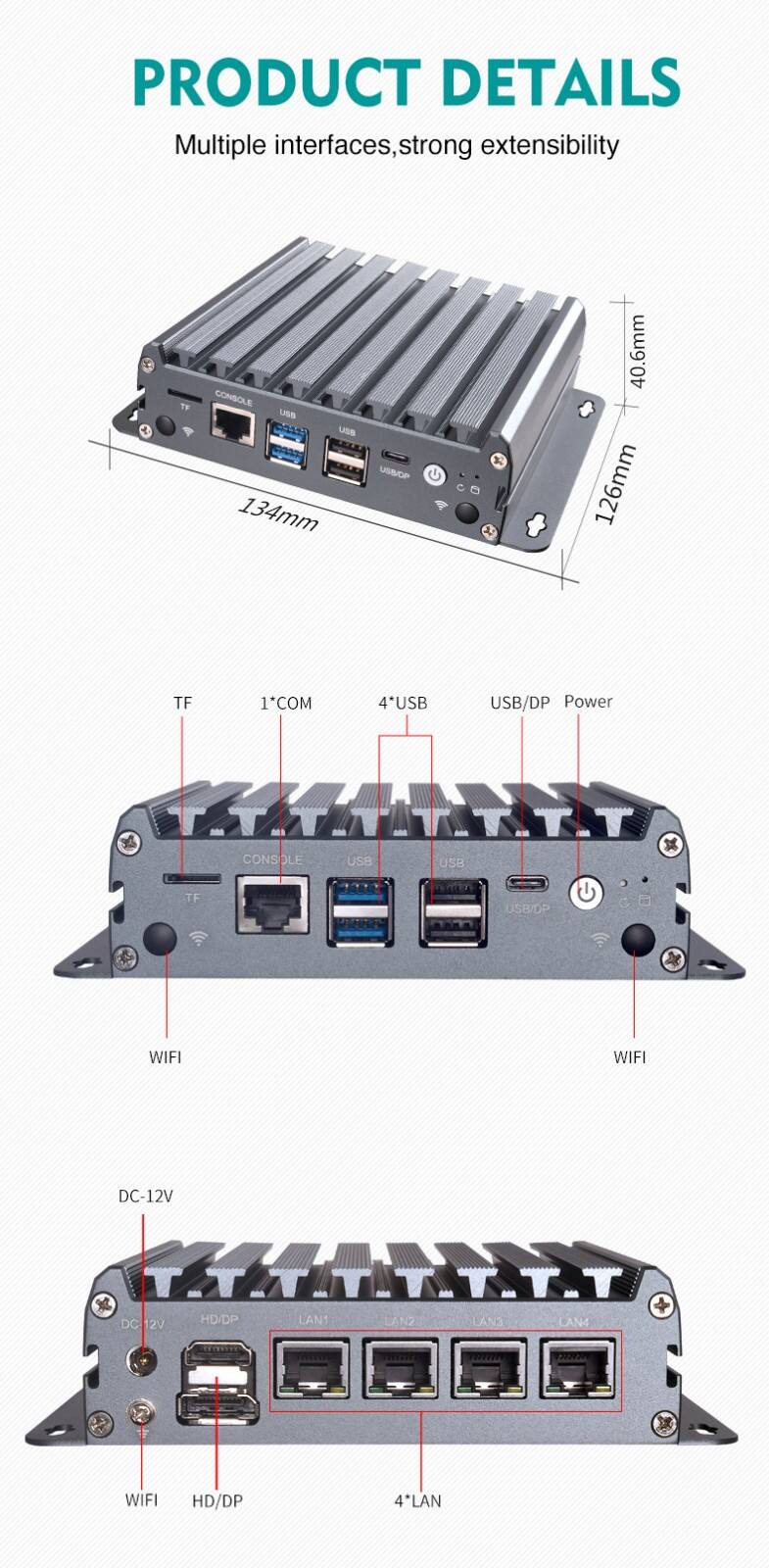 Piesia Cheap 12th Gen N300 N100 N200 N95 Industrial Mini PC 4 Lan Ports DDR5 Memory 16GB Portable Router Computer Host with Fanless Design and Dual Display Support for Various Applications supplier