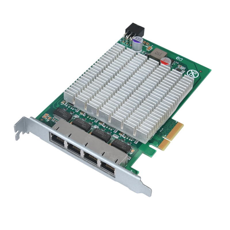 Intel I226 PCIe Network Riser Card with 4*RJ45 Lan Ports POE Gateway Module with PCIe 2.0 x4 Interface 2500/1000/100/10Mbps Network Transfer Rate for Image Acquisition Server