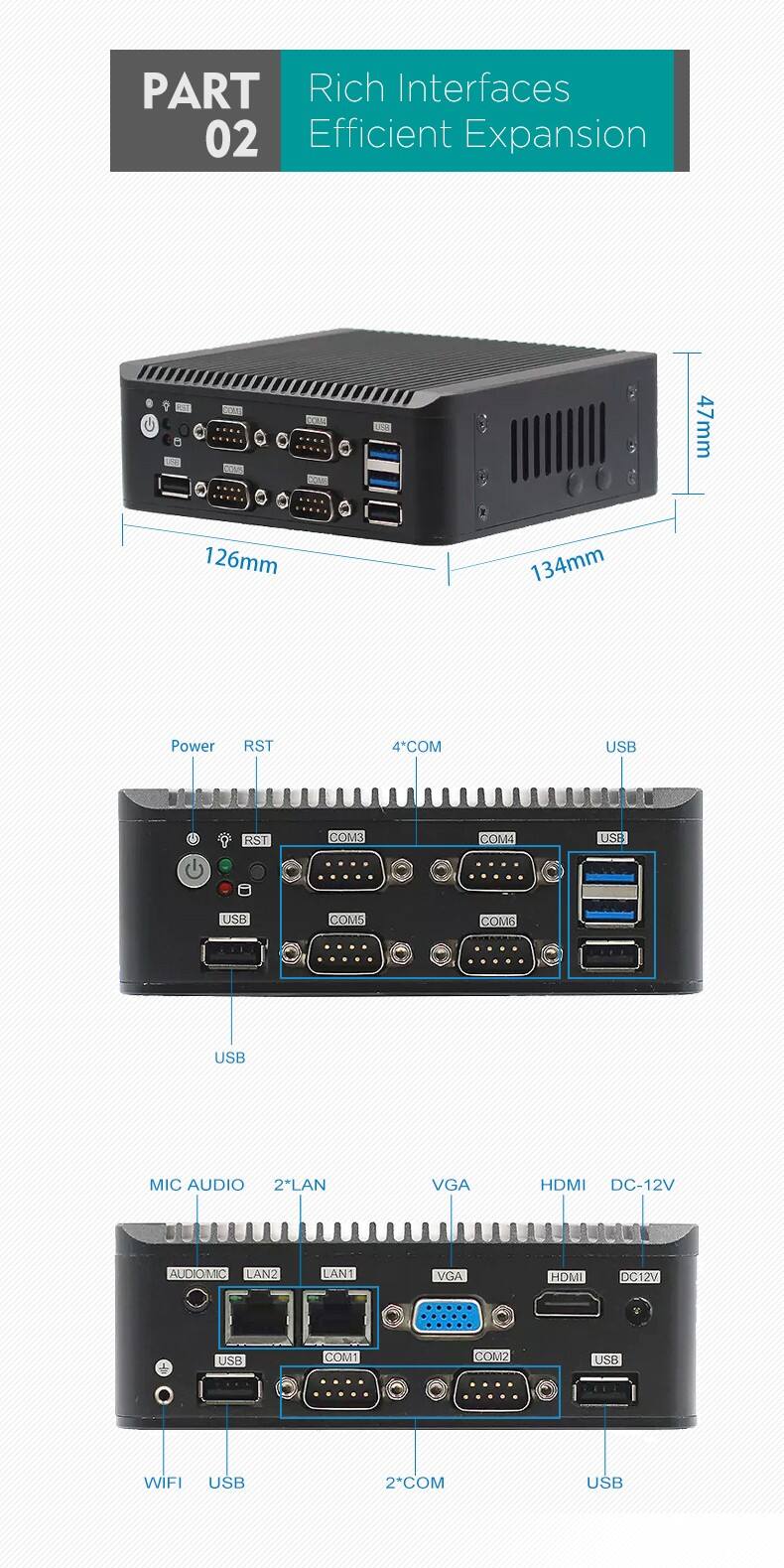 Wholesale Fanless Industrial Pc With Intel Celeron J4105/J4125 Processors DDR4 RAM Heatsink 2 COM Ports And 2LAN Interface A Thin Client Pc For Low Power Consumption And High Performance supplier