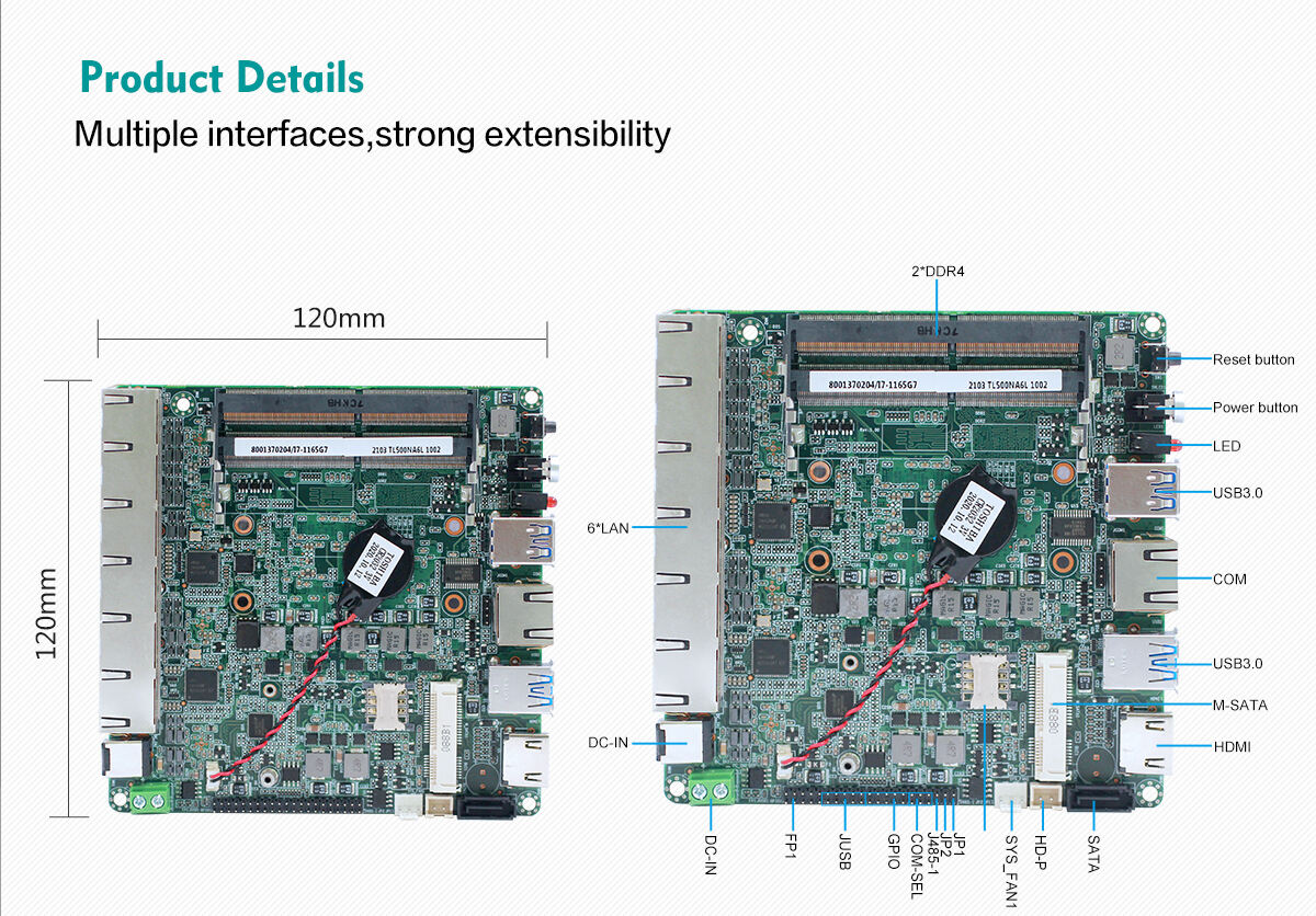 Intel 11th Tiger Lake-U  6*Lan Industrial Firewall Nano Motherboard with 2*DDR4 64GB Ram TL500NA6L