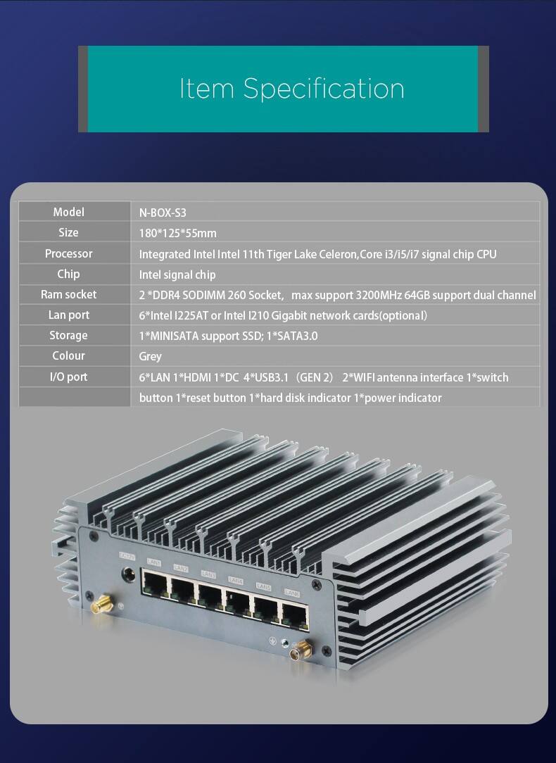 Original Manufacturer In-tel 11th Generation Core i5/i7 Processor 6LAN 1RS232 Fanless Firewall Computer 64GB DDR4 512GB SSD Industrial Mini PC with Windows 11 OS Support 4K HD Display and WiFi 6 supplier