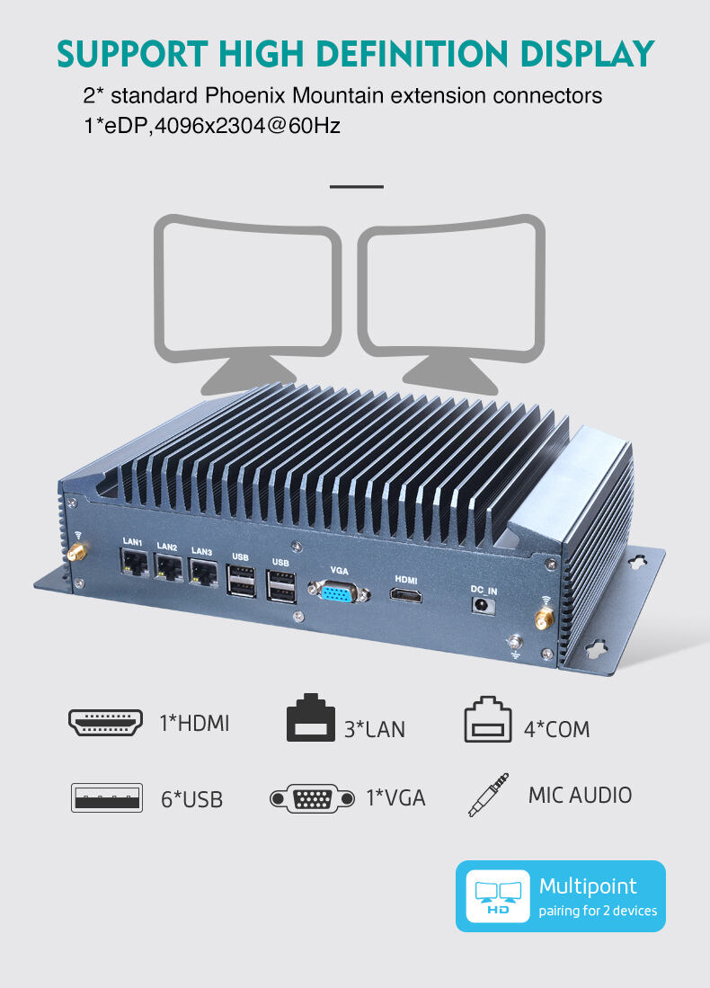 Piesia Fanless Industrial Mini PC i9 12th Gen Intel Core i3 i5 i7 6*USB X86 Embedded Aluminum Mini Computer Case for Base Station supplier