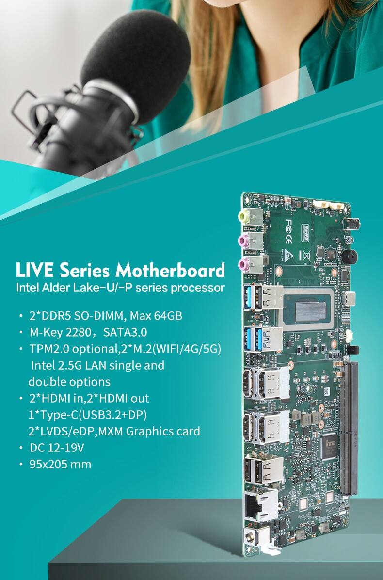 Wholesale 12th Alder Lake DDR5 64GB Live Streaming Machine PCBA Board with 2*eDP/LVDS - 2023 New Live Broadcast Machine Motherboard supplier