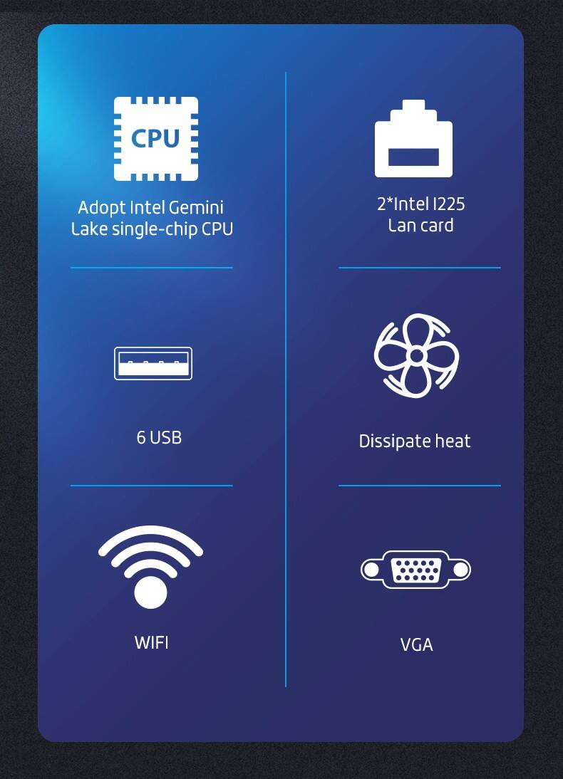 Wholesale Fanless Industrial Pc With Intel Celeron J4105/J4125 Processors DDR4 RAM Heatsink 2 COM Ports And 2LAN Interface A Thin Client Pc For Low Power Consumption And High Performance manufacture