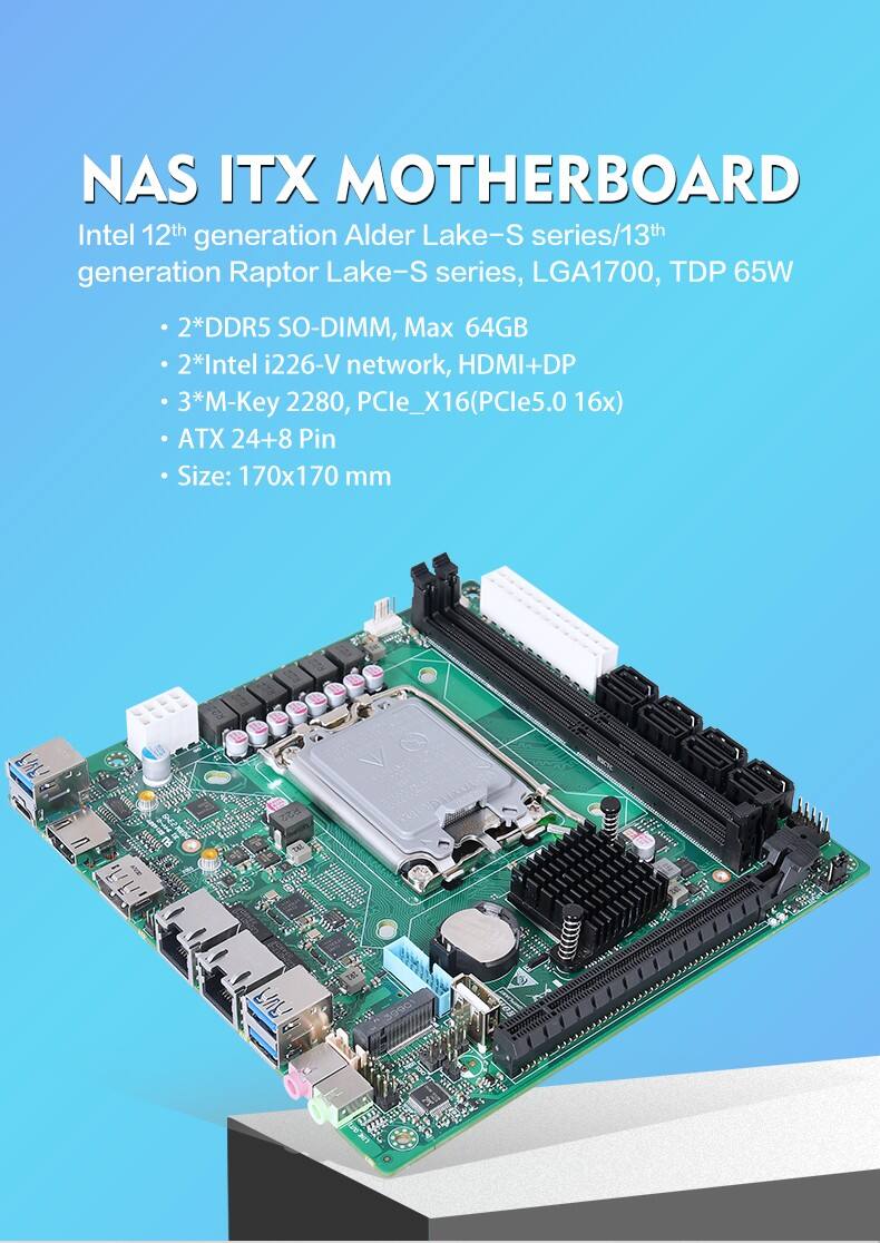 Piesia NAS Motherboard 12th Gen LGA1700 H670/B660 Nas Board ATX 8*SATA3.0 2*DDR5 64GB Industrial Server Mini ITX Motherboard factory